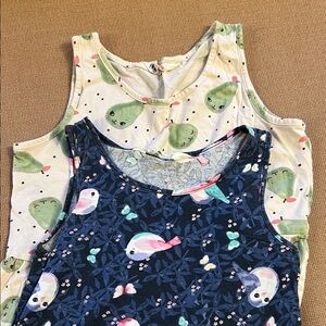 H&M Girls Navy Blue Bird Print & Cream Pear Dresses bundle
